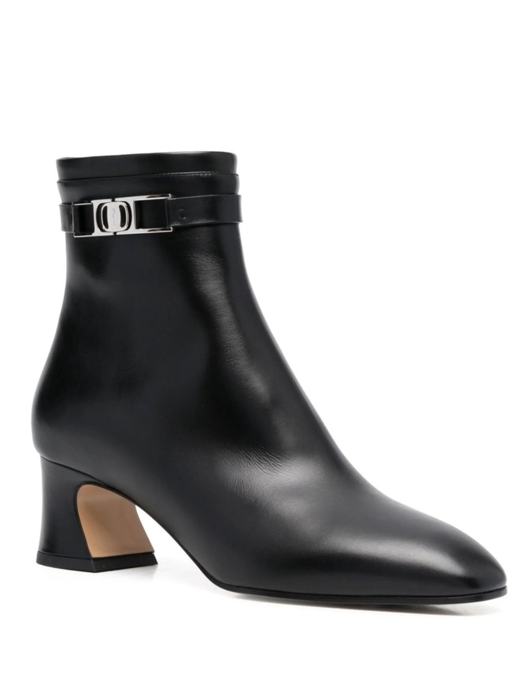 Salvatore Ferragamo RegoBlack Leather Ankle Bootie Almond Toe Zip Buckle 9.5 NWB